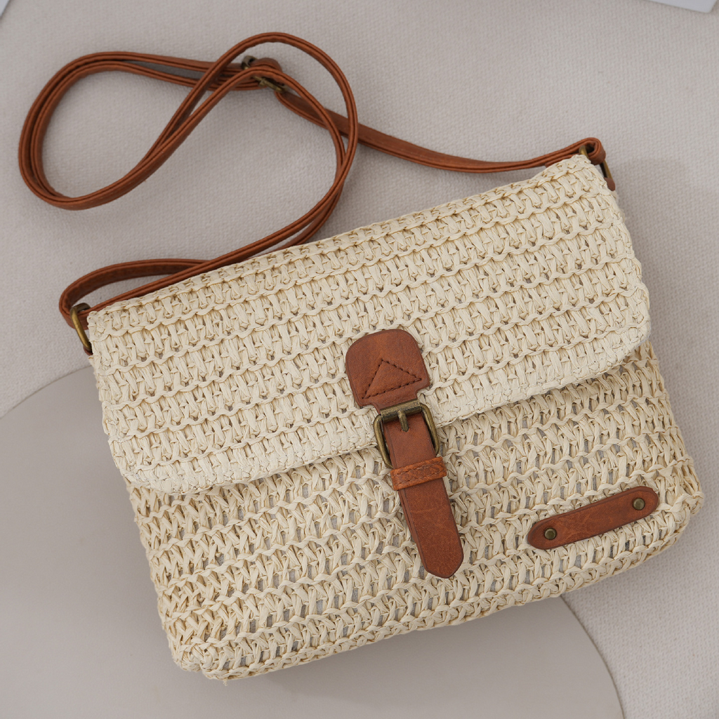 Retro Straw Crossbody Bag for Women